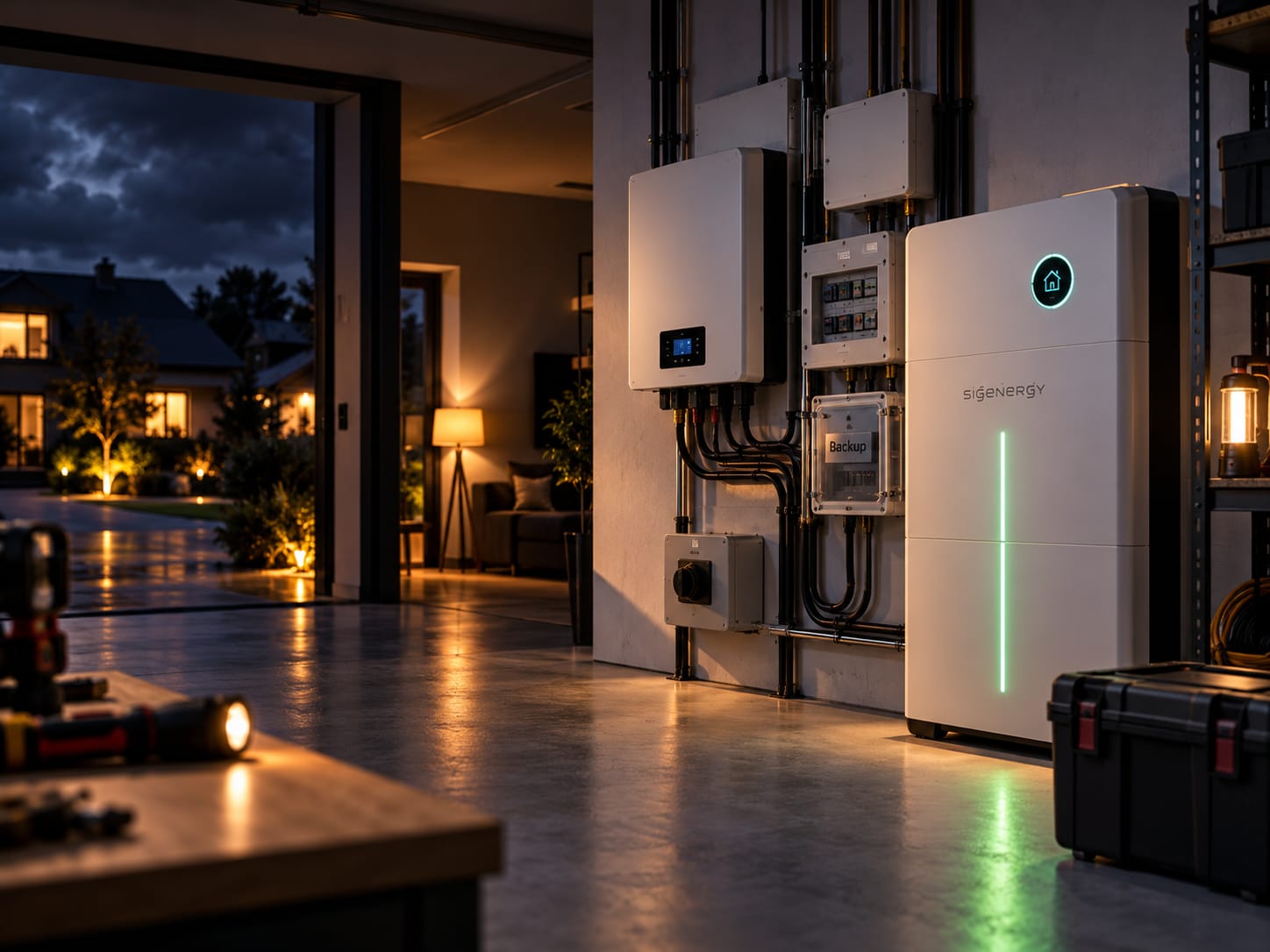 Speicher- und Backup-Technik für eine mögliche Ersatzstromversorgung eines Wohnhauses