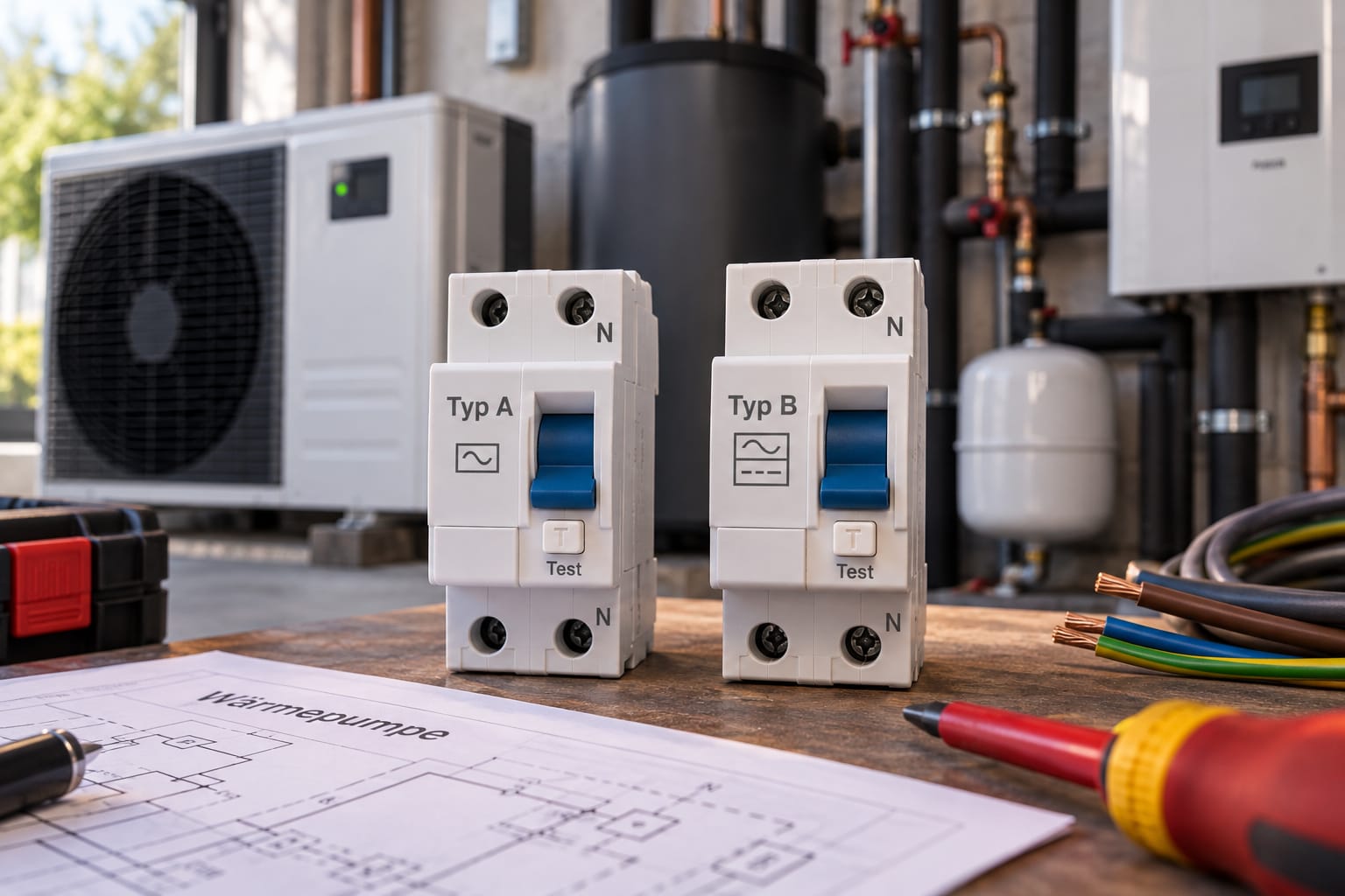 FI-Schalter Typ A und Typ B im Vergleich bei einer Wärmepumpeninstallation