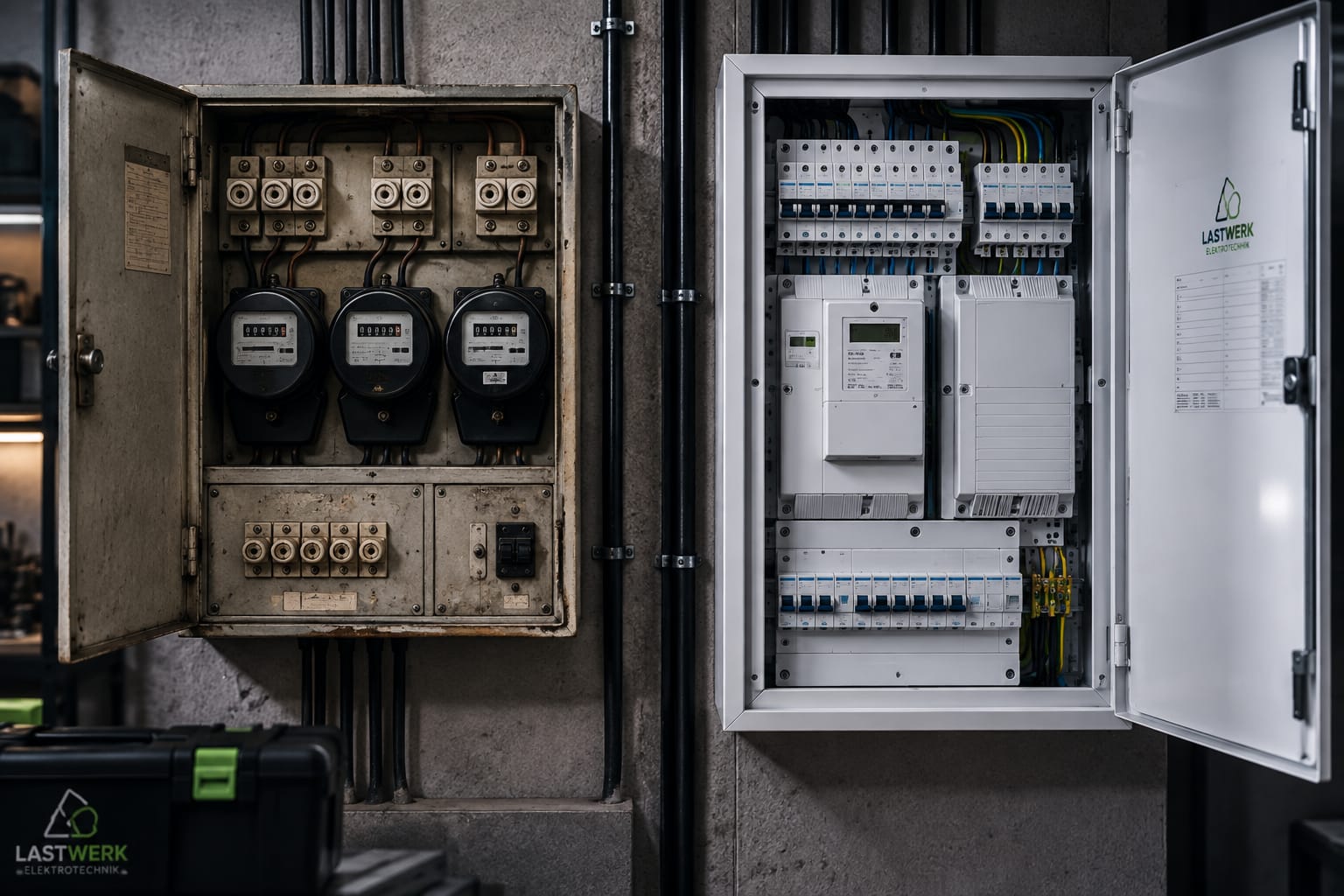 Vergleich einer älteren Zähleranlage mit einer modernen Zähleranlage